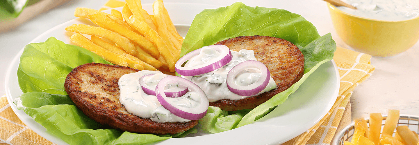 Greek Chicken Burger With Crispy Fries